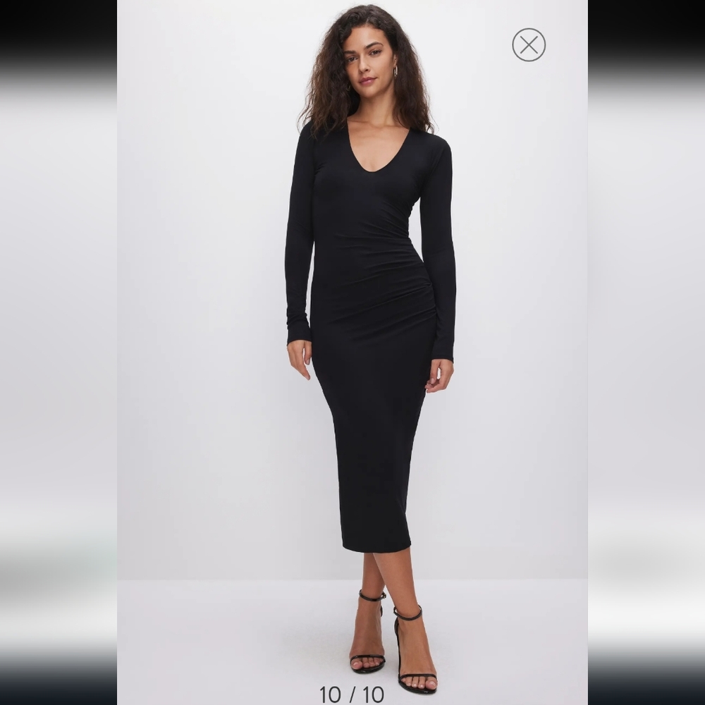 Good American Gathered Side Long Sleeve Dress NWT size Small